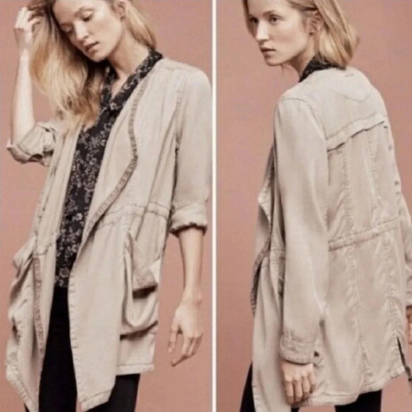 Anthropologie Hei Hei Morgan Open Front Draped Utility Jacket Size‎ Small - Picture 1 of 14